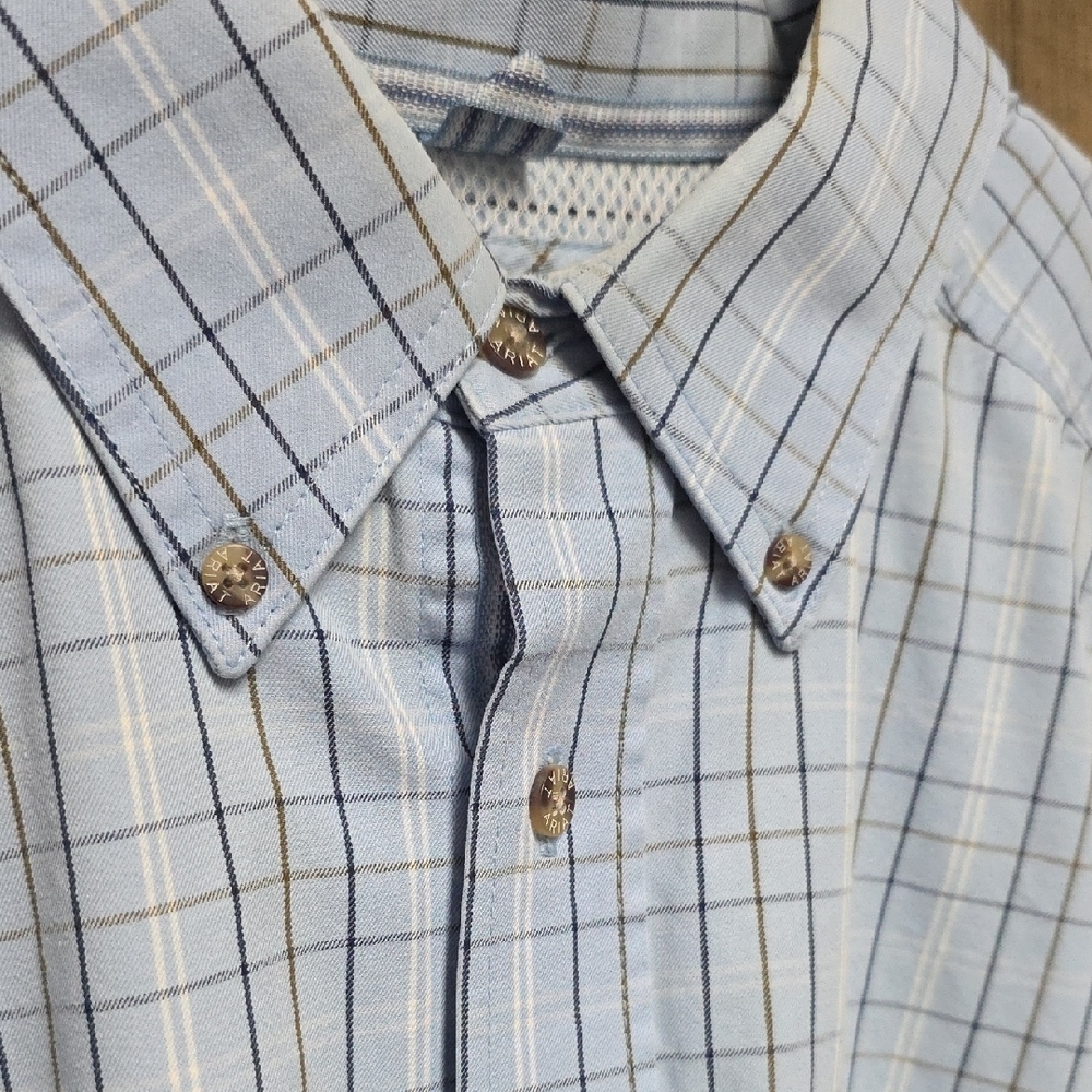 Ariat Light Blue Checkered Button Down Shirt - Picture 3 of 9